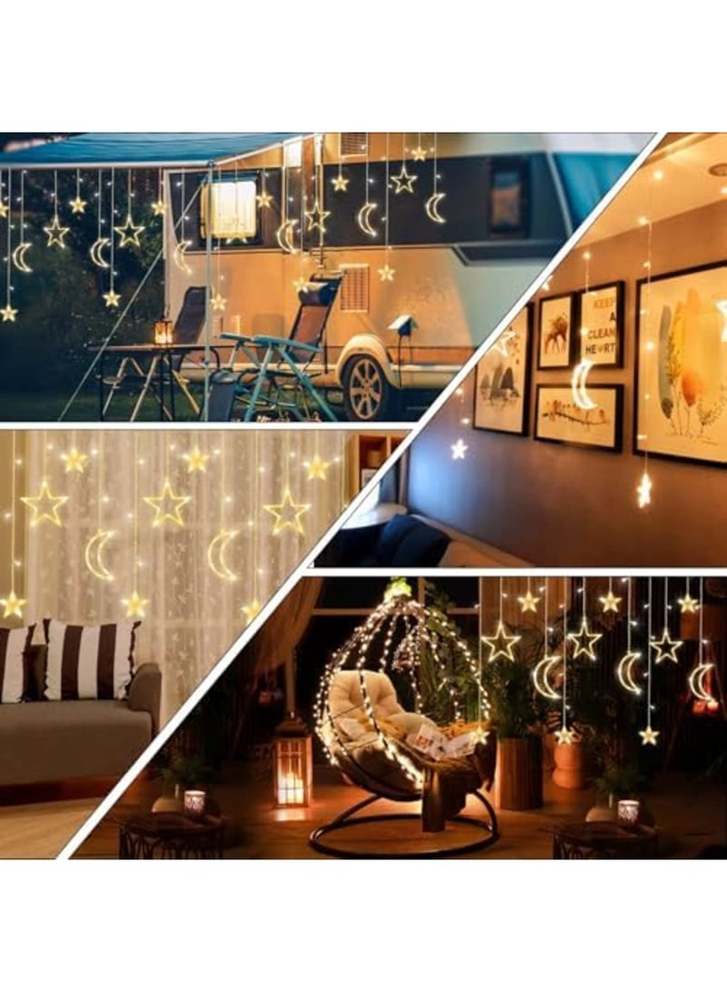 SYOSI Led Curtain String Light, Battery Operated Curtain Lights, Moon Star Led Lights for Bedroom, Dorm Decor Battery Powered Fairy Lights, Indoor Outdoor Decoration Twinkle Lights - Image 3