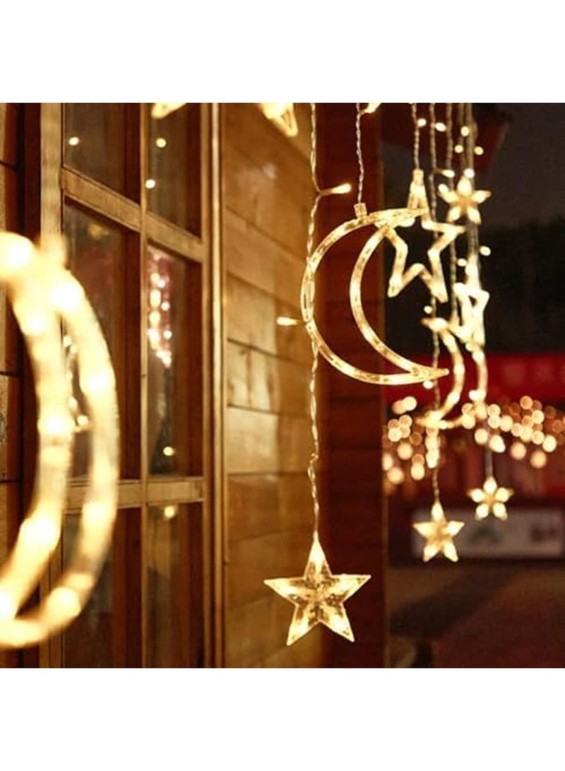 SYOSI Led Curtain String Light, Battery Operated Curtain Lights, Moon Star Led Lights for Bedroom, Dorm Decor Battery Powered Fairy Lights, Indoor Outdoor Decoration Twinkle Lights - Image 4