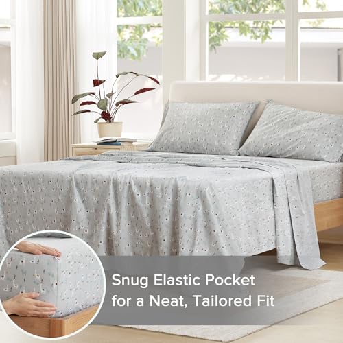 Comfort Spaces 100% Cotton Sheet Set Breathable, Lightweight, Soft with 14" Elastic Pocket Fits up to 16" Mattress, All Season Cozy Bedding, Matching Pillow Case, King Lama Multi 4 Piece - Image 4
