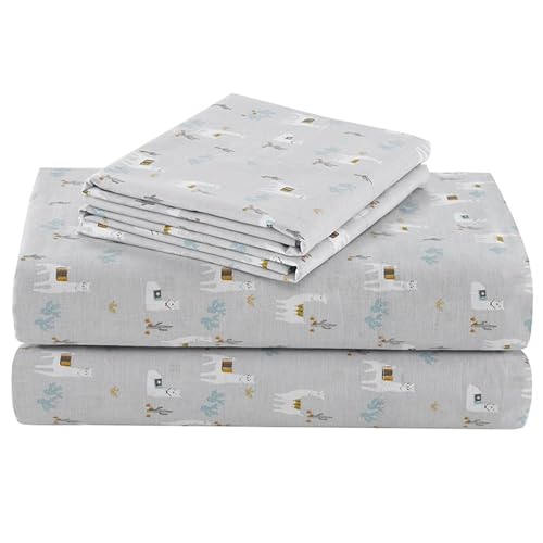 Comfort Spaces 100% Cotton Sheet Set Breathable, Lightweight, Soft with 14" Elastic Pocket Fits up to 16" Mattress, All Season Cozy Bedding, Matching Pillow Case, King Lama Multi 4 Piece - Image 1