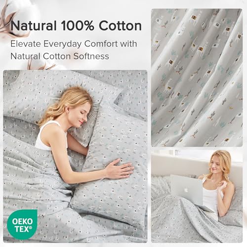 Comfort Spaces 100% Cotton Sheet Set Breathable, Lightweight, Soft with 14" Elastic Pocket Fits up to 16" Mattress, All Season Cozy Bedding, Matching Pillow Case, King Lama Multi 4 Piece - Image 5