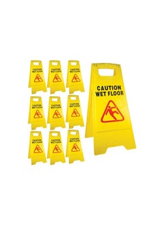 VINSTAR Caution Wet Floor Sign Board, Foldable, Sturdy Double-Sided Safety Warning Signs, Yellow Wet Floor Stand (Pack of 10)  - Image 1