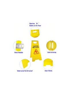 VINSTAR Caution Wet Floor Sign Board, Foldable, Sturdy Double-Sided Safety Warning Signs, Yellow Wet Floor Stand (Pack of 10)  - Image 5