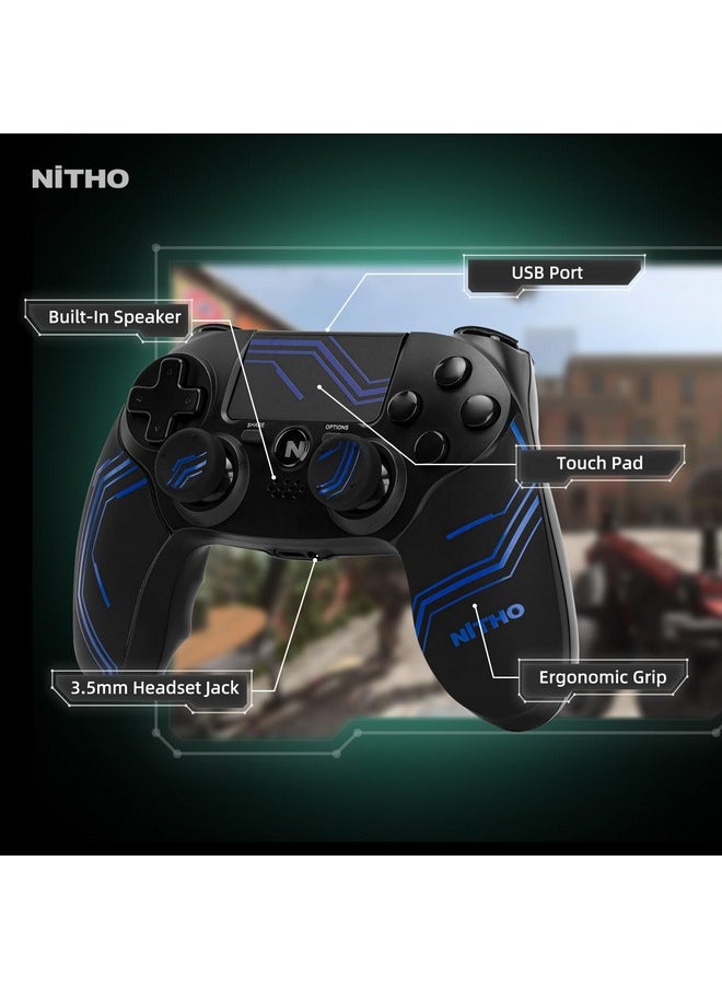 NITHO Adonis Wireless Controller For Ps4, Gaming Gamepad Joystick Compatible With Playstation 4 With Dual Vibration, 6 Axis Motion Sensors, Touchpad, Built In Speaker, 3.5 Mm Headset Jack Blue  - Image 2