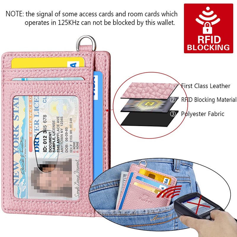 FurArt محفظة فير آرت النحيفة البسيطة، محافظ جيب أمامية، حجب RFID، حامل بطاقات ائتمان للرجال - وردي - Image 5