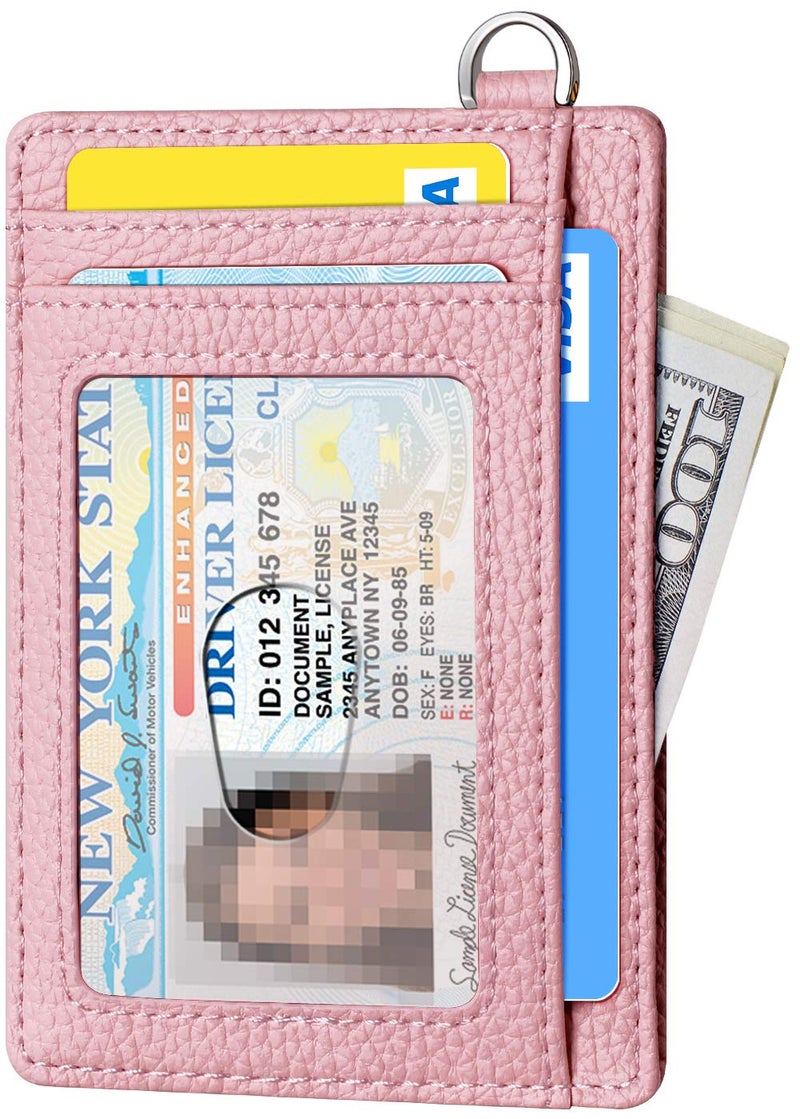FurArt محفظة فير آرت النحيفة البسيطة، محافظ جيب أمامية، حجب RFID، حامل بطاقات ائتمان للرجال - وردي - Image 2