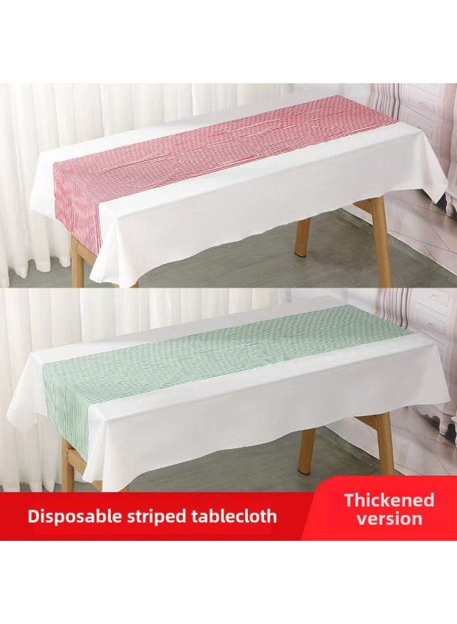 Disposable Tablecloth Thickened Commercial Restaurant Restaurant Household Rectangular Striped Dining Table Printed Tablecloth Waterproof And Oil-proof-Color:-green Stripes-Specifications: 2.0 M X2.0 M - Image 5