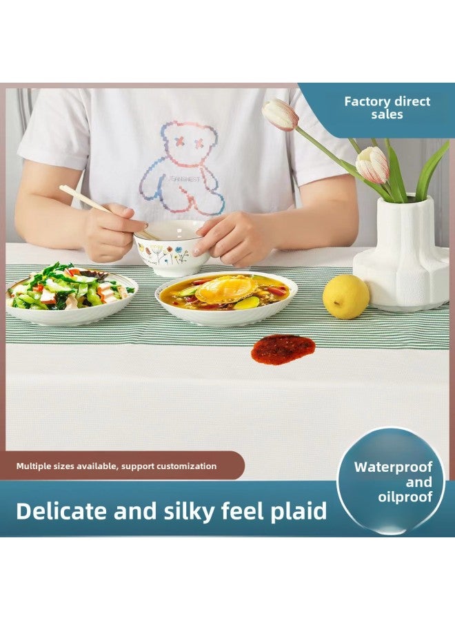 Disposable Tablecloth Thickened Commercial Restaurant Restaurant Household Rectangular Striped Dining Table Printed Tablecloth Waterproof And Oil-proof-Color:-green Stripes-Specifications: 2.0 M X2.0 M - Image 4