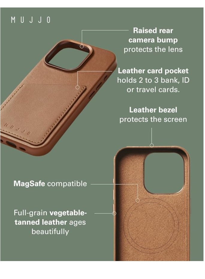 موجو جراب محفظة مجو جلدية لهاتف آيفون  برو - جراب جلد أوروبي فاخر بجيوب بطاقات، حماية معززة للهاتف وعدسة الكاميرا، متوافق مع ماج سيف بلون بني - Image 5