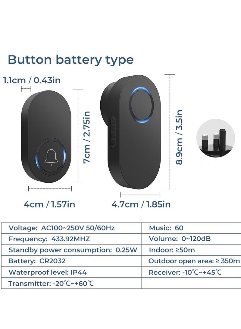 Wireless Doorbell for Home - Battery Operated, 1000 Feet, Wireless Door Bell w/LED Flash, 1 push button + 1 receiver - Image 5