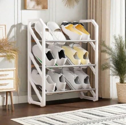 VDHJA 3Tier Adjustable Stackable Shoe Rack Durable SpaceSaving Shoe Storage for Closet Entryway Corridor and Doorway Sturdy Organization Solution for Shoes Multi Color - Image 1