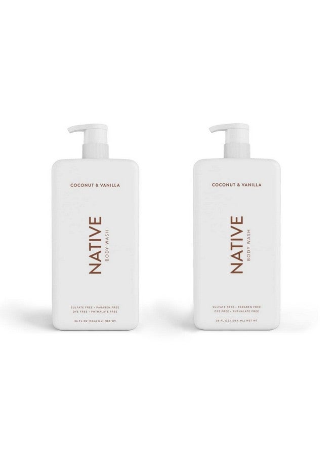 نيتيف غسول الجسم للنساء والرجال | صبغة بارابين خالية من الكبريتات مع مكونات نظيفة مشتقة طبيعيًا، مضخة زجاجة 36 أونصة، عبوتين (جوز الهند والفانيليا) 72.0 أونصة سائلة - Image 1