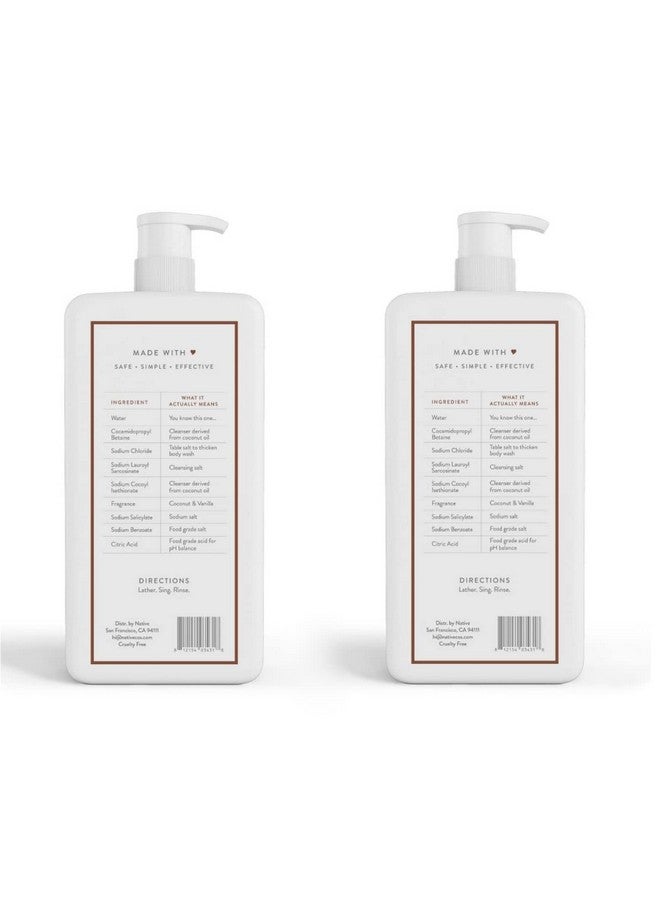 نيتيف غسول الجسم للنساء والرجال | صبغة بارابين خالية من الكبريتات مع مكونات نظيفة مشتقة طبيعيًا، مضخة زجاجة 36 أونصة، عبوتين (جوز الهند والفانيليا) 72.0 أونصة سائلة - Image 2