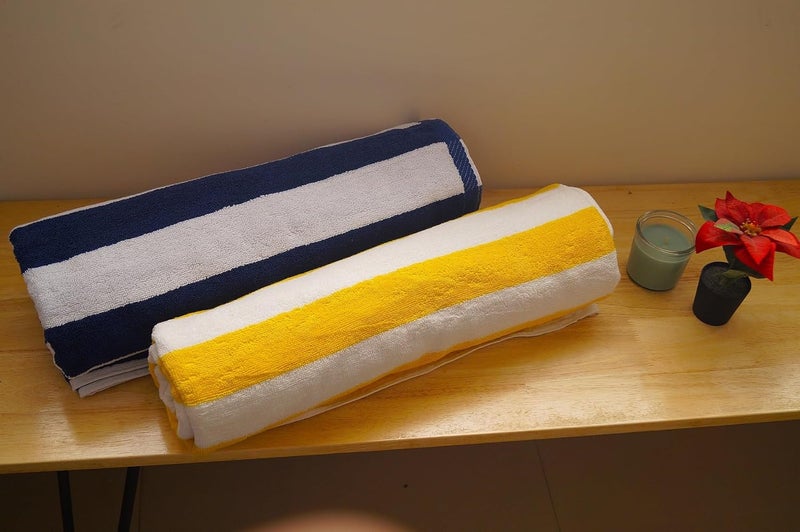 Vissage Cabana Plush Pool Towel 750gms 90CM180CM Pack of 2 Blue Yellow - Image 1