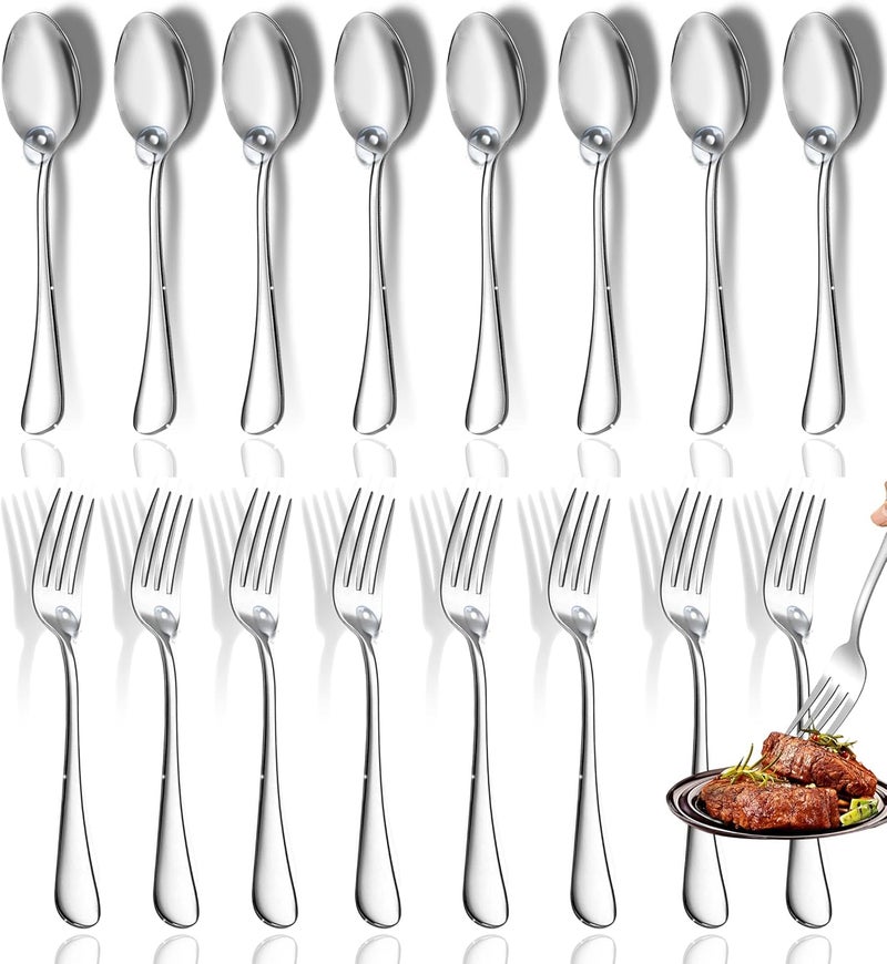 Scent Time 12 Pcs Spoons and Forks Set, Top Food Grade Stainless Steel Forks and Spoons Silverware Set,Forks and Spoons Cutlery Set, Mirror Finish & Dishwasher Safe - Image 1