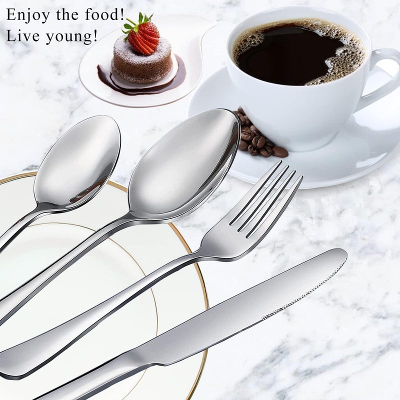Scent Time 12 Pcs Spoons and Forks Set, Top Food Grade Stainless Steel Forks and Spoons Silverware Set,Forks and Spoons Cutlery Set, Mirror Finish & Dishwasher Safe - Image 5