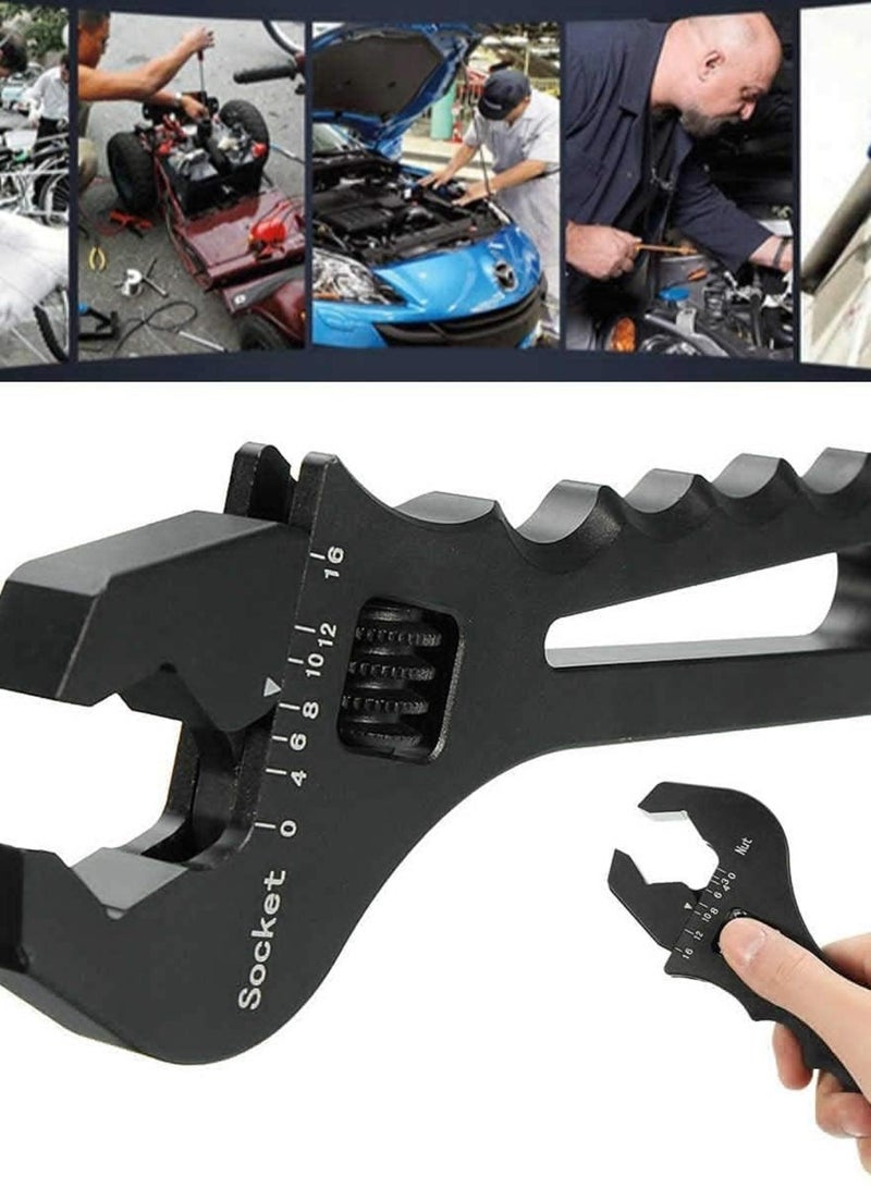 GGOOT Adjustable Wrench An3-An16 Aluminum Fitting tool kit tool set Spanner Black Hardware tool kit tool set Kits - Image 4
