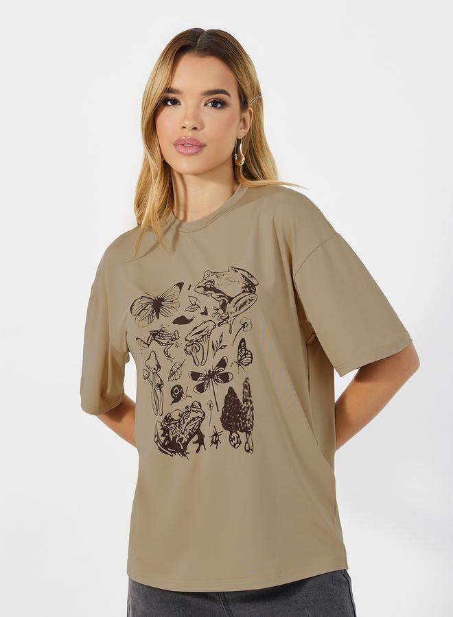 Styli Oversized Graphic Print Round Neck T-shirt - Image 3