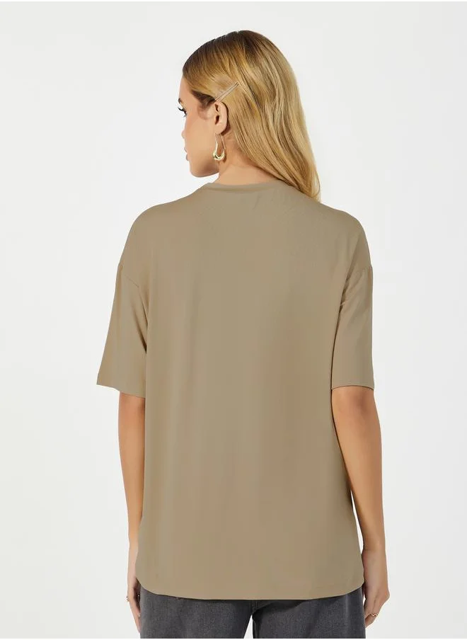 Styli Oversized Graphic Print Round Neck T-shirt