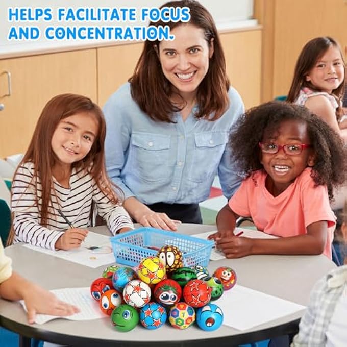 Yunsailing 108 Pcs Mini Stress Balls 2.4 Inch Sensory Fidget Balls Treasure Box Prizes Soft Assorted Stress Toys for Stress Relief Hand Wrist Finger Exercise Adults and Teens Party Favor Classroom (Vibrant) - Image 5