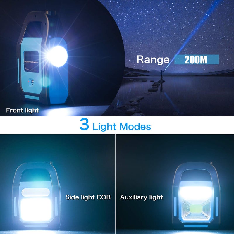 TANSOREN 4 Pack 3 in 1 Solar USB Rechargeable Brightest COB LED Camping Lantern, Charging for Device, Waterproof Emergency Flashlight LED Light - Image 2