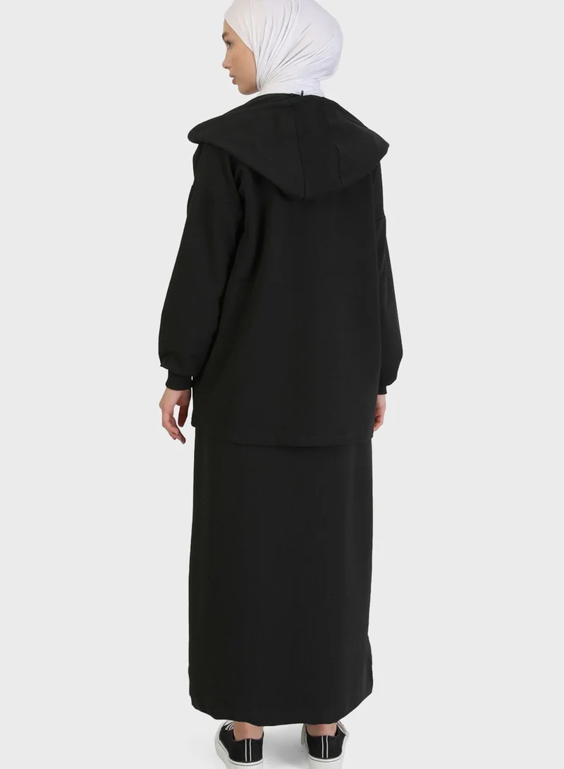 Refka by modanisa Drawstring Jacket & Skirt Set