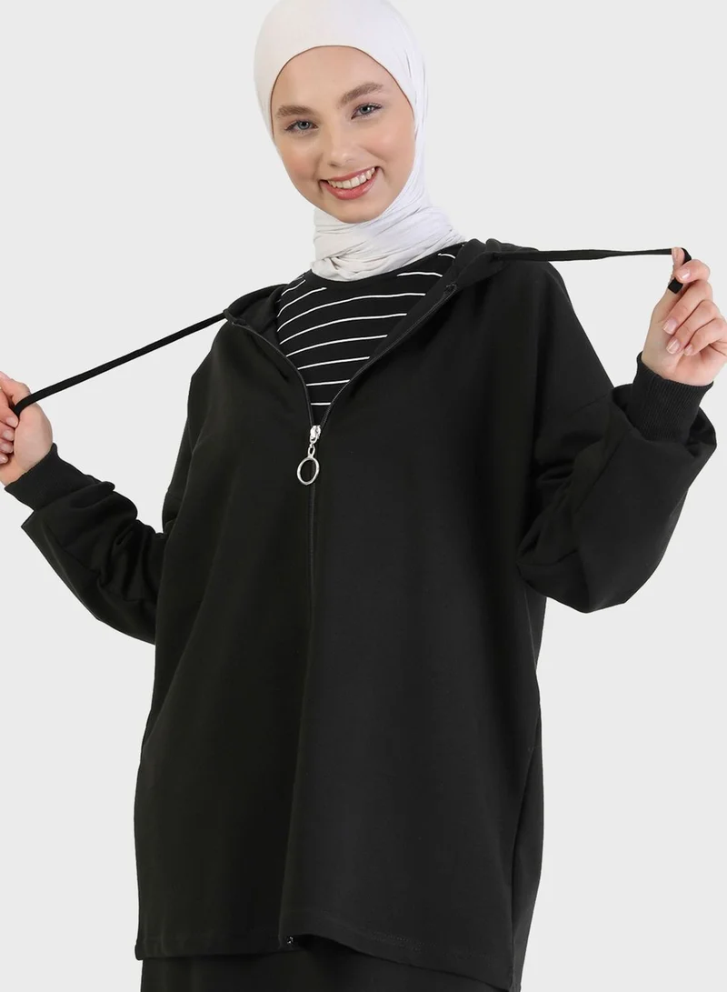 Refka by modanisa Drawstring Jacket & Skirt Set