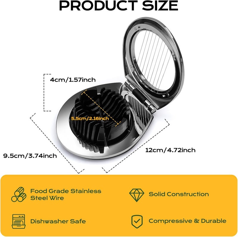 BIBURY Egg Slicer, Egg Slicer for Hard Boiled Eggs, Heavy Duty Egg Cutter for Egg Strawberry Mushroom Soft Fruit, Stainless Steel Wire with 3 Slicing Styles, Easy to Clean - Image 2