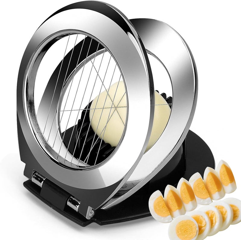 BIBURY Egg Slicer, Egg Slicer for Hard Boiled Eggs, Heavy Duty Egg Cutter for Egg Strawberry Mushroom Soft Fruit, Stainless Steel Wire with 3 Slicing Styles, Easy to Clean - Image 1