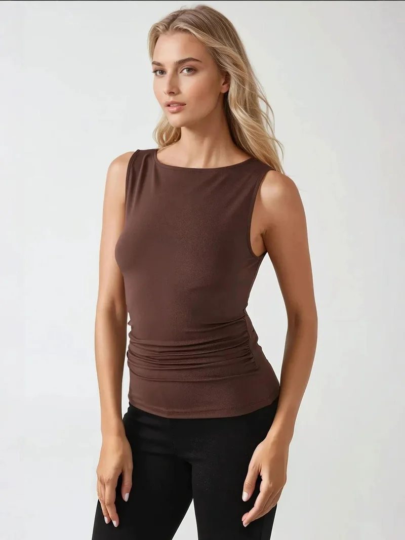 HICCUP Boat Neck Slim Fit Knitted Top