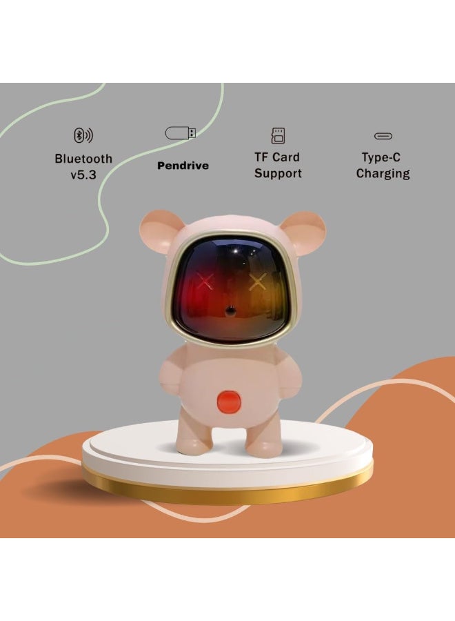 AN152 Mini Wireless Bluetooth Speaker | 5-7 Hours Playtime | Vivid RGB Lights | RGB Sound Effects | Multiple Play Modes | BTV5.3/TF Card | BTV5.3/TF/Pen Drive & Type-C Charging Port (Pink) - Image 3