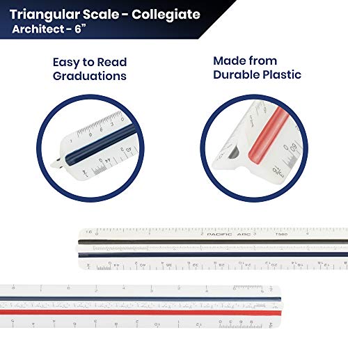 Pacific Arc Architectural Scale Ruler, 6" Scale Ruler for Architectural Designs, Engineering, or Drafting - Image 4