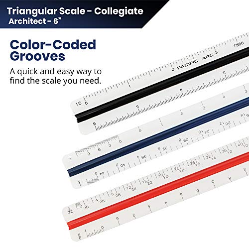 Pacific Arc Architectural Scale Ruler, 6" Scale Ruler for Architectural Designs, Engineering, or Drafting - Image 2