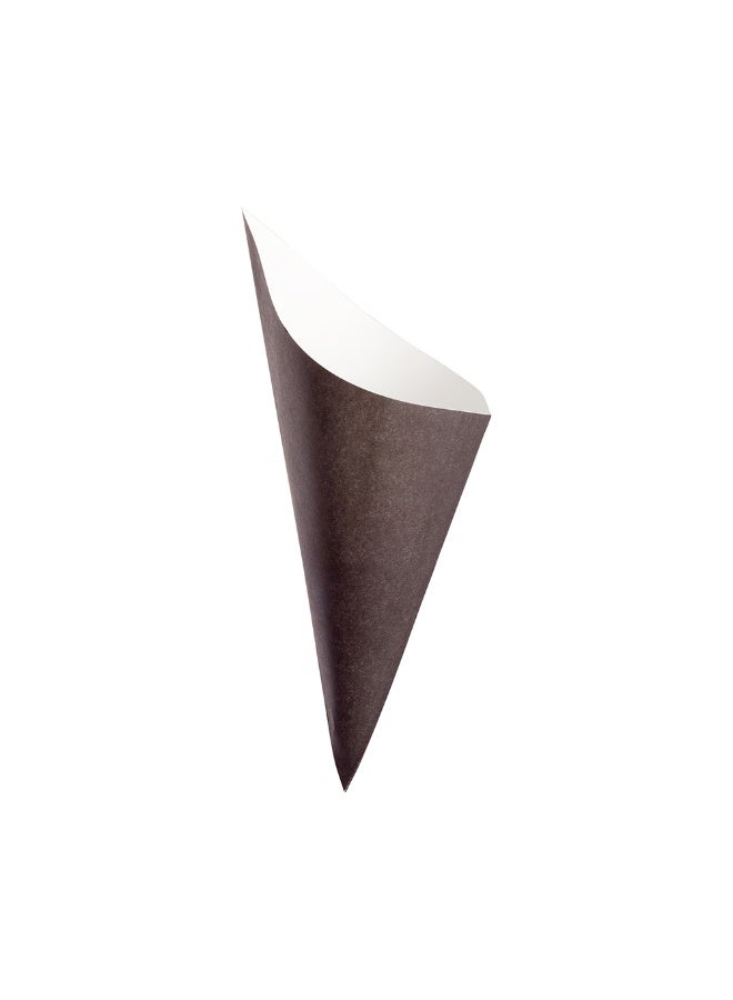 Restaurantware Conetek 10-Inch Eco-Friendly Black Finger Food Cones: Perfect for Appetizers - Food-Safe Paper Cone - Disposable and Recyclable - 100-CT - Image 1