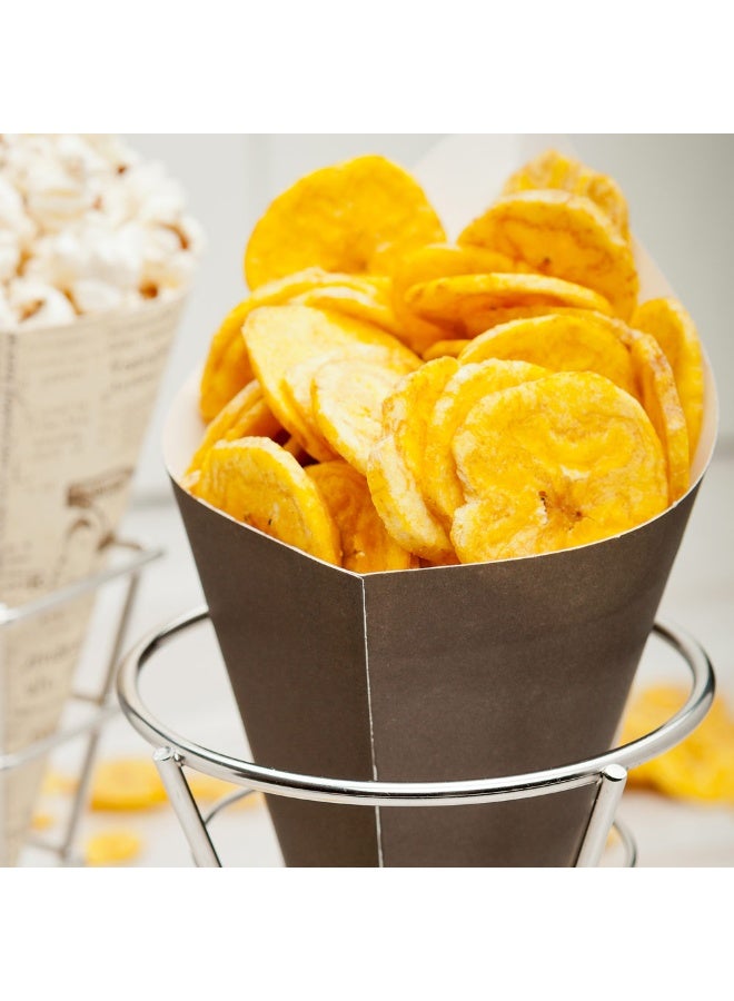 Restaurantware Conetek 10-Inch Eco-Friendly Black Finger Food Cones: Perfect for Appetizers - Food-Safe Paper Cone - Disposable and Recyclable - 100-CT - Image 3