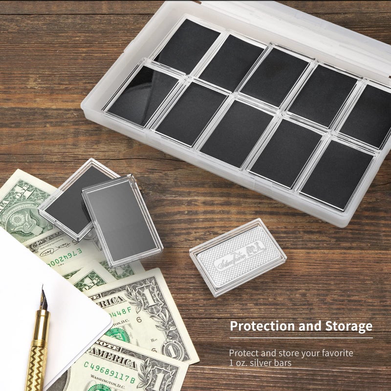 Yncotte 1 Oz Silver Bar Holder, 20 Pcs Silver Bar Capsule Storage Bar Capsule Container for 1 Ounce Silver Bar - Image 4
