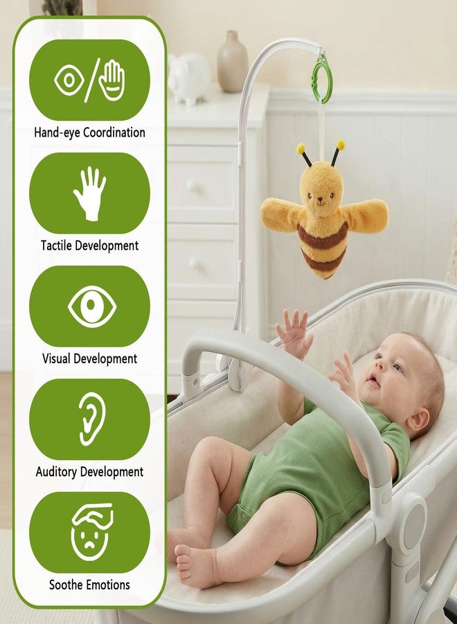 RSN Infants Baby Toys, Flapping Wings Bee/Birds Toy with Music, Baby Crib Hanging Toy with Clamp, Mini Plush Play Pen Car Seat Soothing Sensory Toys for Toddler Babies 0-3,6,12,18,36 Months (Yellow Bee) - Image 2