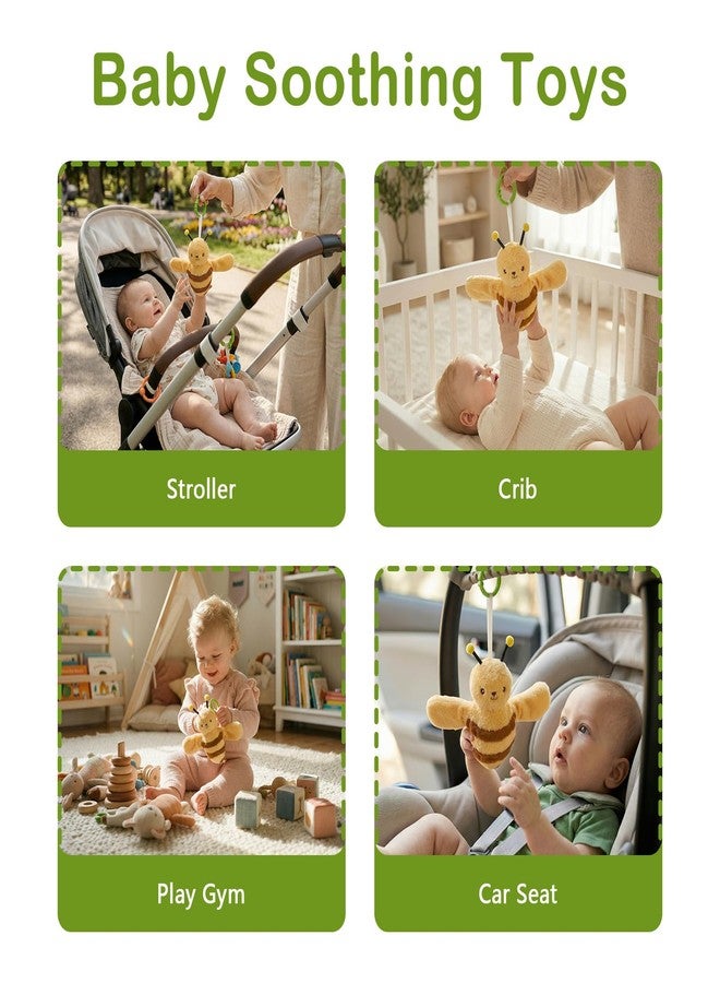 RSN Infants Baby Toys, Flapping Wings Bee/Birds Toy with Music, Baby Crib Hanging Toy with Clamp, Mini Plush Play Pen Car Seat Soothing Sensory Toys for Toddler Babies 0-3,6,12,18,36 Months (Yellow Bee) - Image 3
