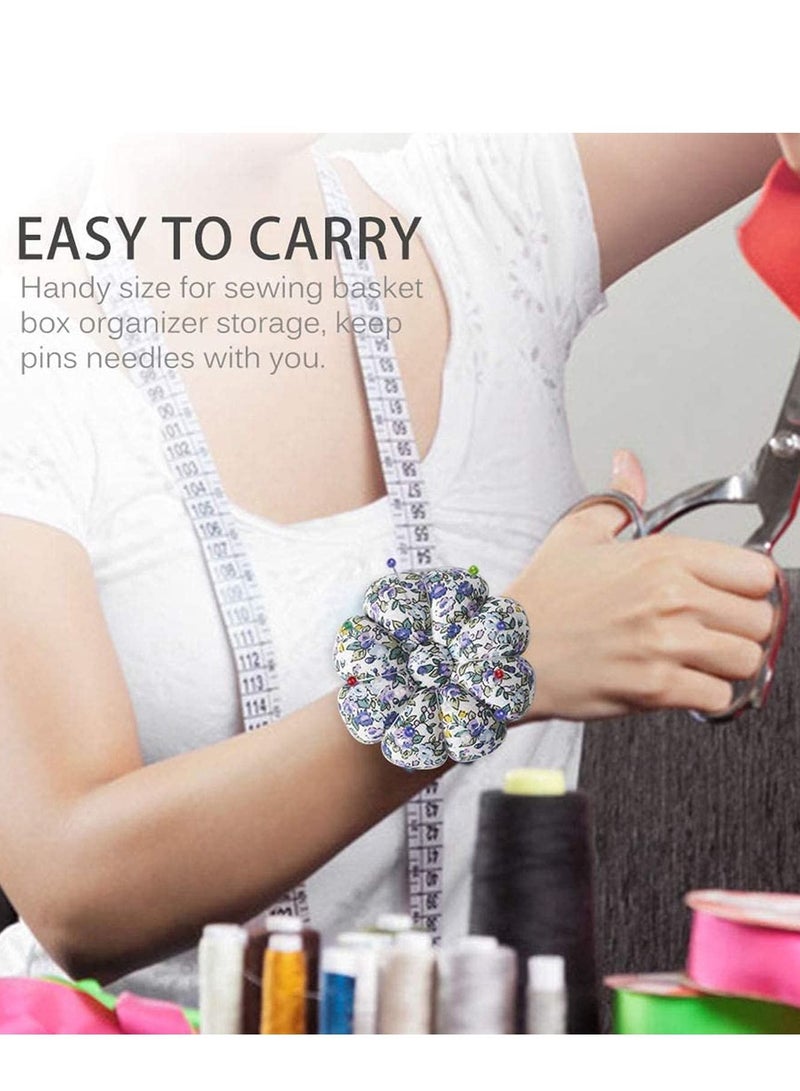 SYOSI Wrist Pin Cushions Sewing Needle Cushion Holder Band Wearable Pincushions Pincushion with Elastic for Pins for Quilting or DIY Crafts (Purple Flower) - Image 4