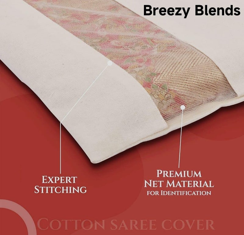 Breezy Blends cotton big saree coversbags for storage single 16 x 14 Inches for big silk sarees lehengas clothes with Zipper Closure with Window Pack of 10 - Image 2