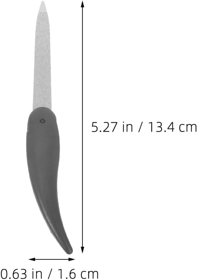 8pcs Folding Stainless Steel Nail File Double-Sided Horn Shaped Manicure Pedicure Tool Metal Buffer for Home and Salon Use Black - Image 2