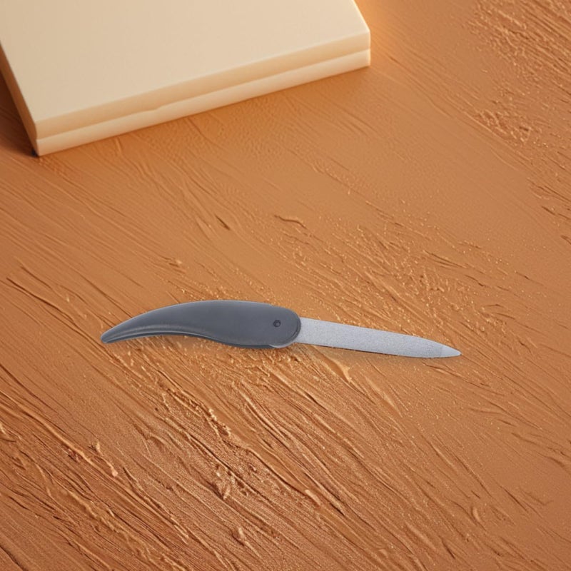 8pcs Folding Stainless Steel Nail File Double-Sided Horn Shaped Manicure Pedicure Tool Metal Buffer for Home and Salon Use Black - Image 5