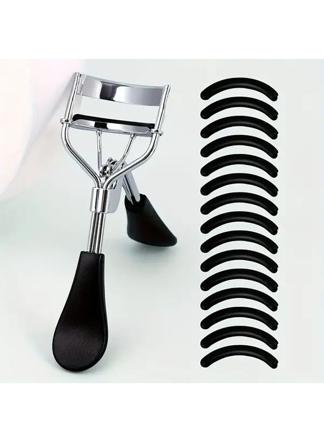 Professional Eyelash Curler Stainless Steel Silvery 1 15 Pads Enhances Volume No Damage - Image 1