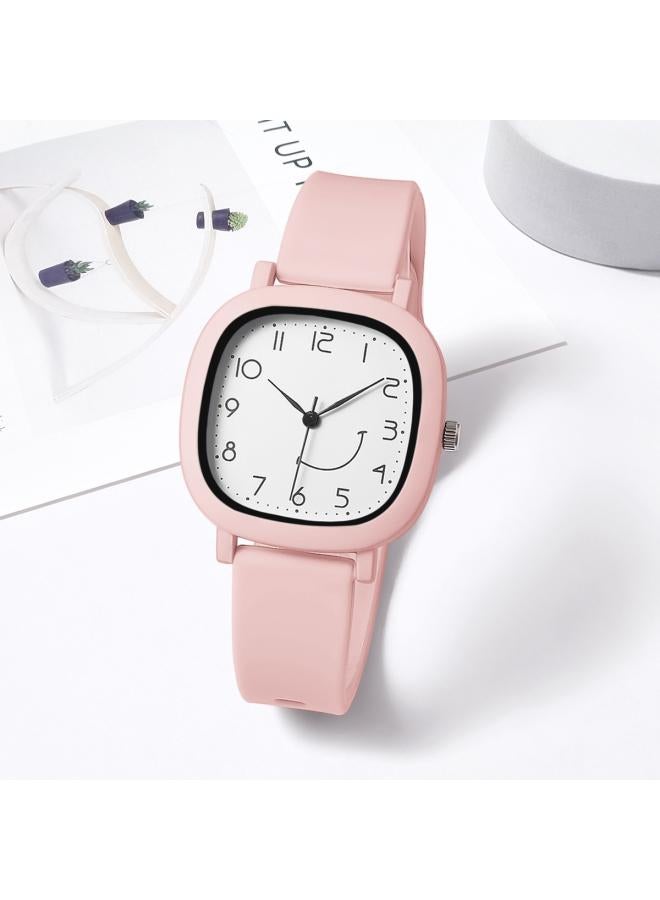 New Jelly Color Square Shell Crooked Mouth Smiley Face Student Sports Silicone Strap Quartz Watch 