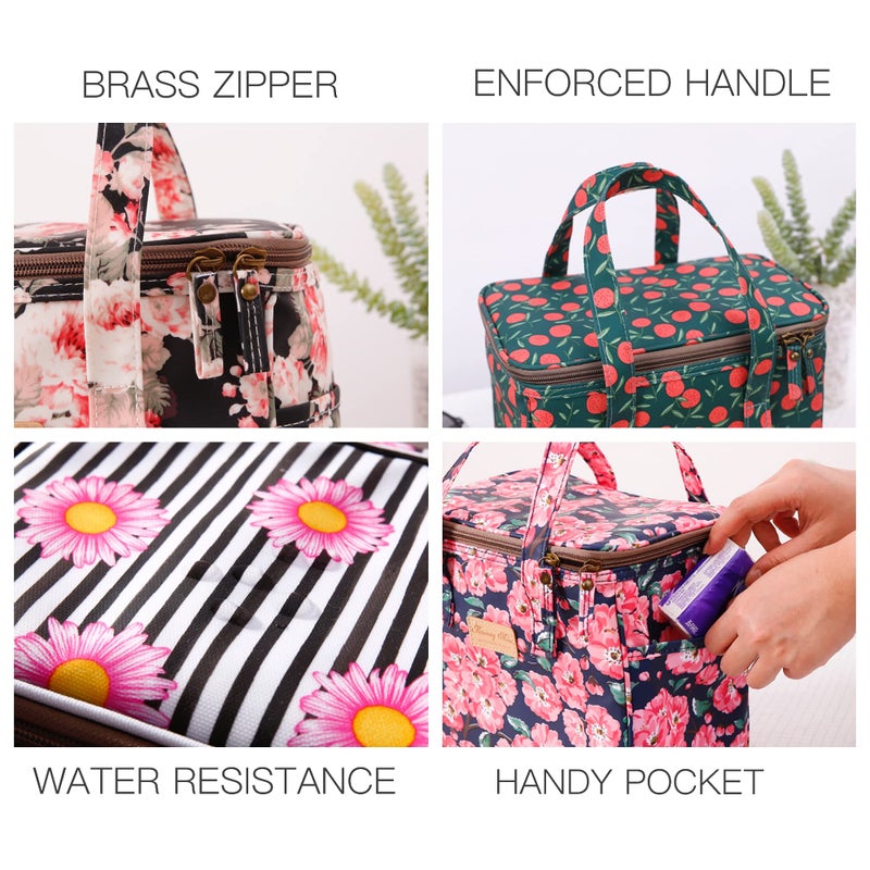 Kwang Min Tulips Insulated Lunch Bag for Women,Reusable Lunch Box,Large Floral Cooler for Office,Picnic Outdoors,Beach,Premium Waterproof Fabric, Ideal Tulips Lunch Bag (Daisy Yellow) - Image 5