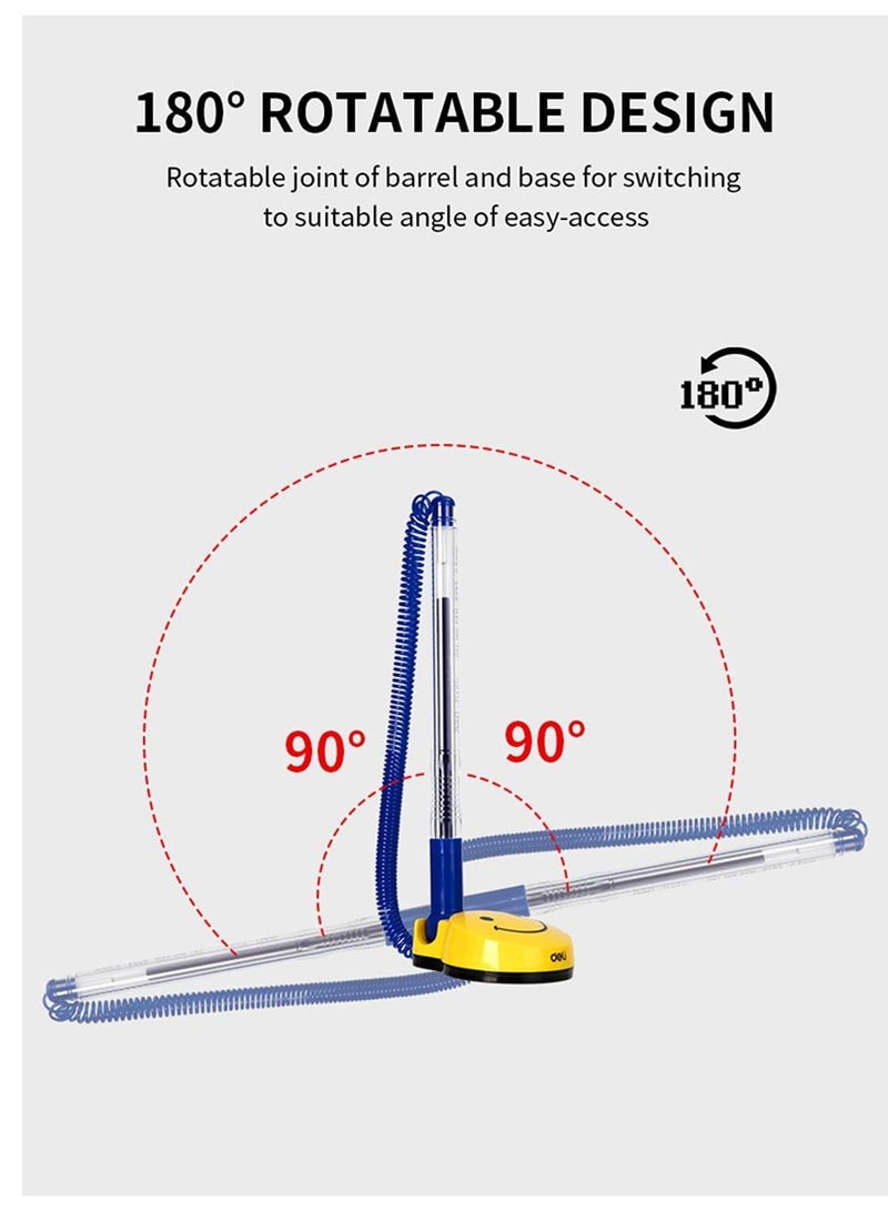 Deli 1-Piece Reception Counter Pen With Chain And Adhesive Smiley Base Blue Ink - Image 5