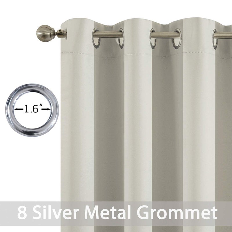 Yakamok Light Beige Curtains for Bedroom,Thermal Insulated Room Darkening Drapes for Living Room(52Wx96L, Light Beige, 2 Panels) - Image 4