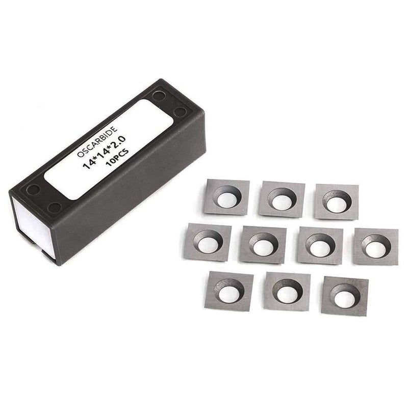 OSCARBIDE 14mm Square Carbide Inserts, 14x14x2.0mm, JT Carbide Cutters for Spiral/Helical Planer Heads/Wood Turning Tool,10 Pieces - Image 1