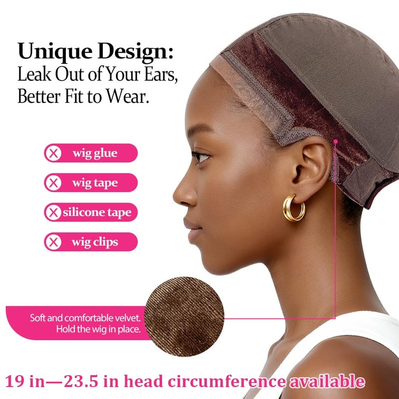 Labhairs LAB HAIRS Wig Cap with Grip Band for Keeping Wigs in Place, More Full Cap-wide Transparent Lace for Lace Front Wigs - Brown/Black/Nude Non Slip Cap Make Your Wig Be Glueless (Brown-L) - Image 3