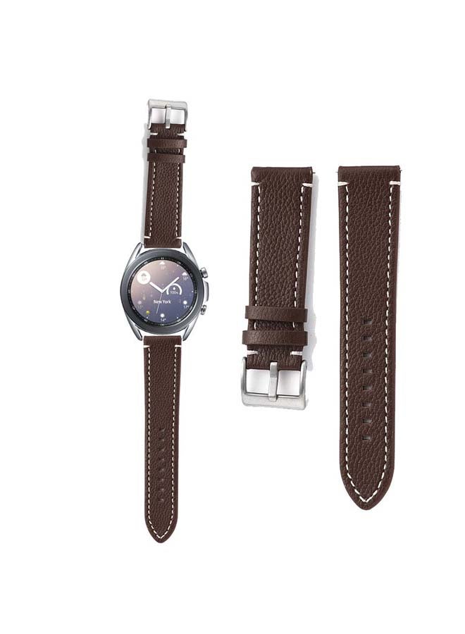 بيرفيي سوار بديل من الجلد الطبيعي لساعة سامسونج جالاكسي 3 مقاس 41 مم بني غامق - Image 1